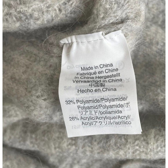 J Crew Point Sur Gray Ribbed Sweater Back‎ Buttons Womens XS Oversized Alpaca - Picture 8 of 9